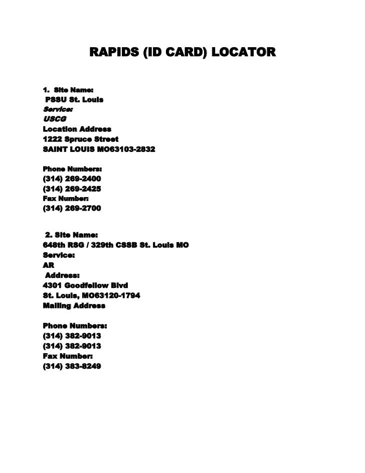 Rapids Id Card Locator